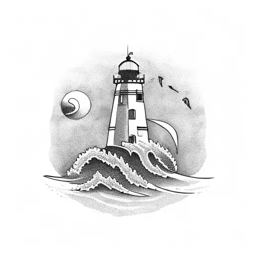 Lighthouse With Sailboat