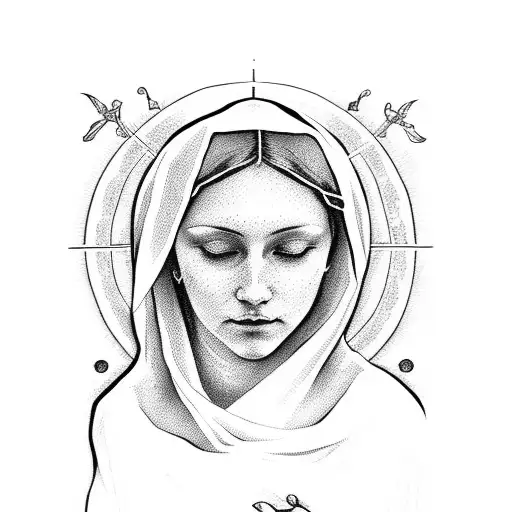 Virgin Mary Holding A Rosery