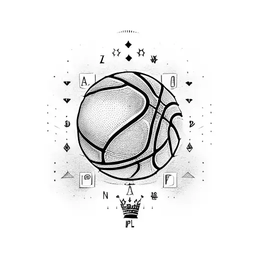 A Basketball With A Crown And The Initials Nzp And Jep Engraved On It