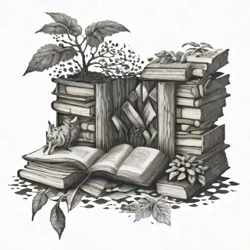 An Intricate Puzzle Design Incorporating Elements Of Nature And Books