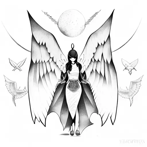 Woman With Bat Wings