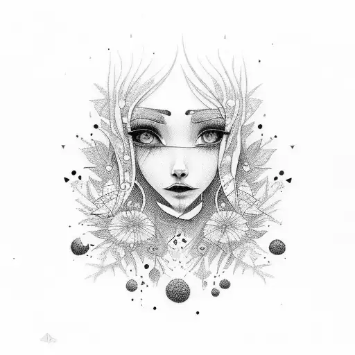 A Trash Polka Design Featuring A Half-person Merging With The Beauty Of Nature