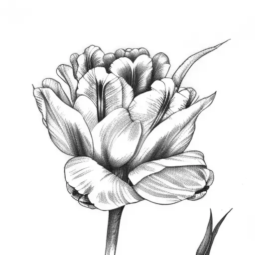 Tulip With Stem Saying I Love U