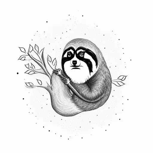 A Serene Nature Scene With A Lazy Sloth Hanging From A Tree