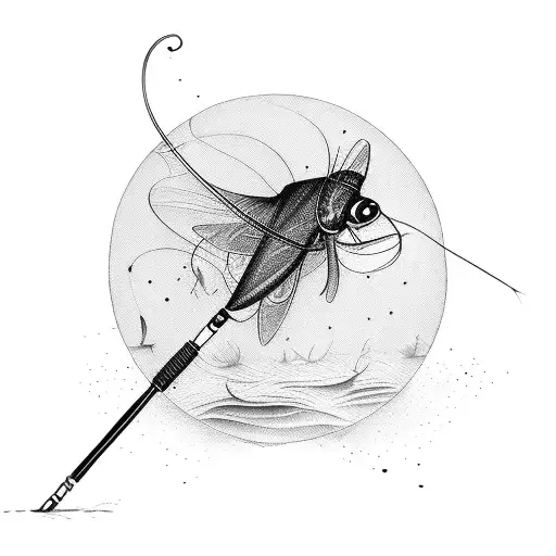 A Fly Fishing Rod And Reel With A Trout Silhouette