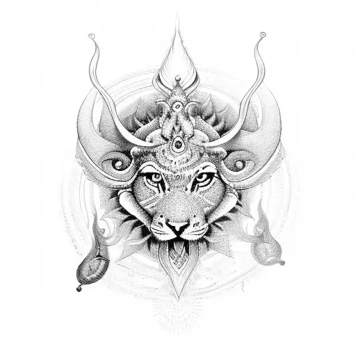 A Dotwork Illustration Of A Spiritual Symbol Inspired By Shiva