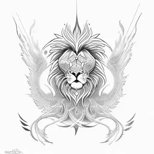 Flaming Phoenix And Rising Lion