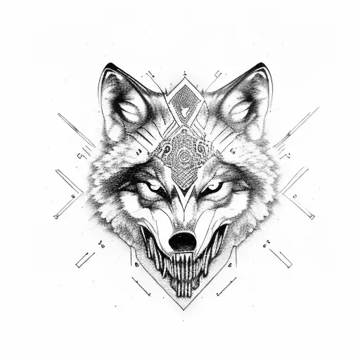Wolf Eating A Skull