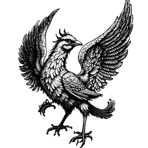 Phenix Bird With Wings Open Wings