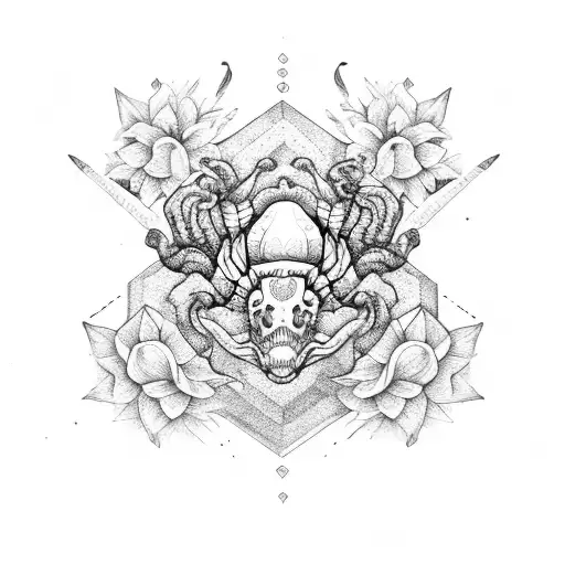 Scorpio Constelation With Flowers