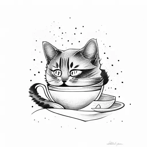 A Cat Named Latte And A Latte Cup