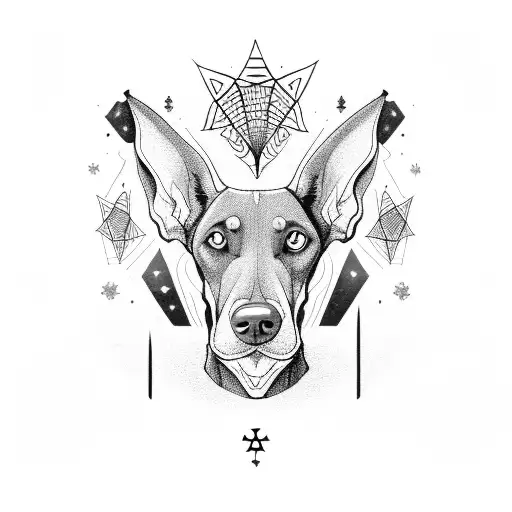Spooky Doberman With Mystic Symbols