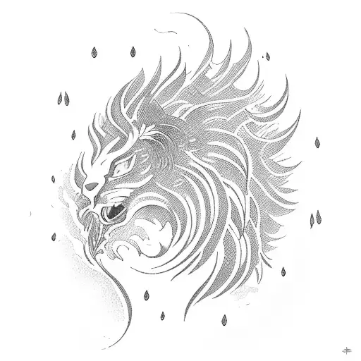 Flaming Phoenix And Rising Lion