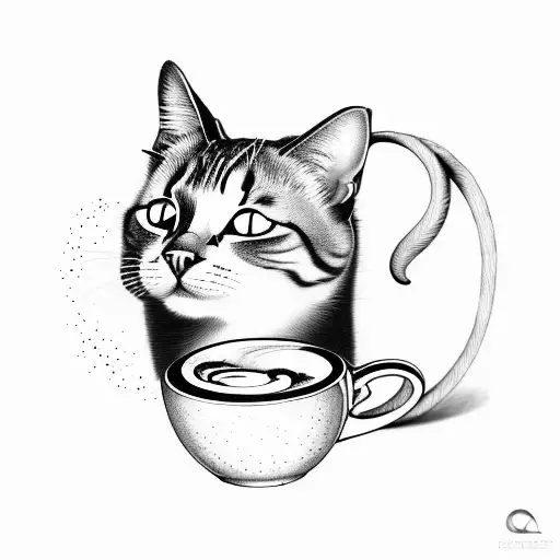 A Cat Named Latte And A Latte Cup