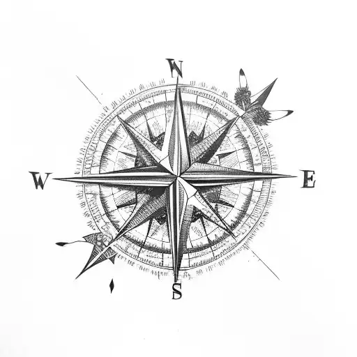 Compass With Tree And Phoenix