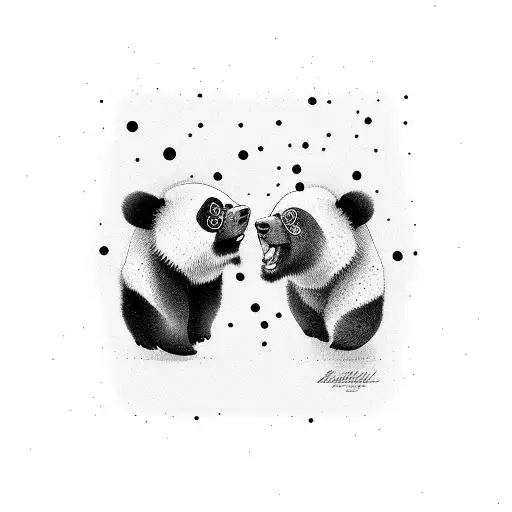 Panda And Brown Bear Fist Bumping Walking