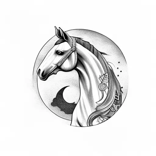 Horse With Moon Background