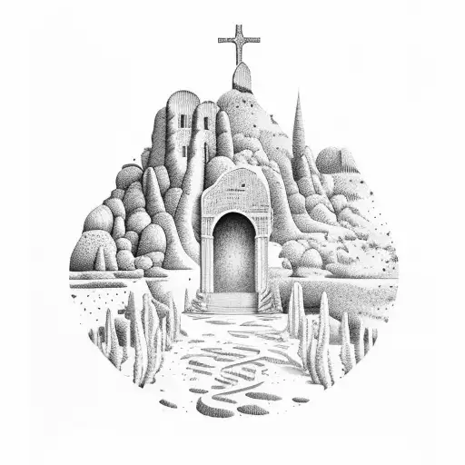 Biblical Eve In A Garden Of High Dessert Landscape