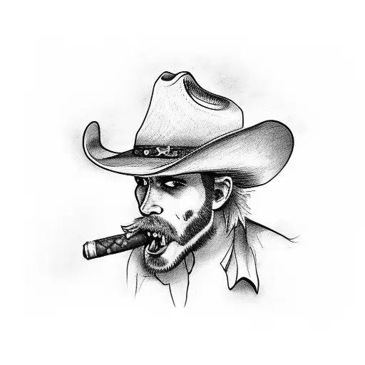 Ghost With A Cowboy Hat And A Cigar In His Mouth