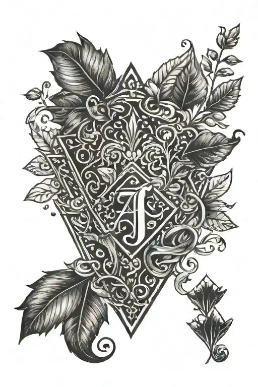 Ace Of Diamonds Guitar Pick Surrounded By Leaves