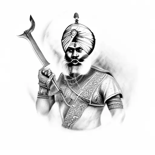 A Powerful Sikh Warrior Wielding A Custom Designed Sword
