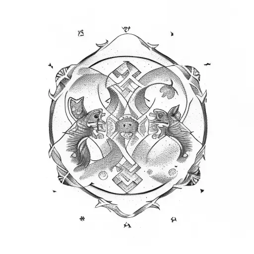 Create A Tattoo Image Which Have Zodiac Of Gemini Leo And Pisces