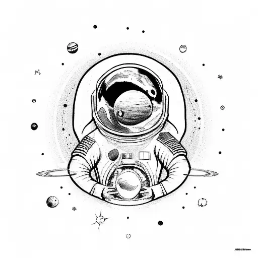 A Spaceman Out In The Galaxy Sorrounded By Warships And Blackhole