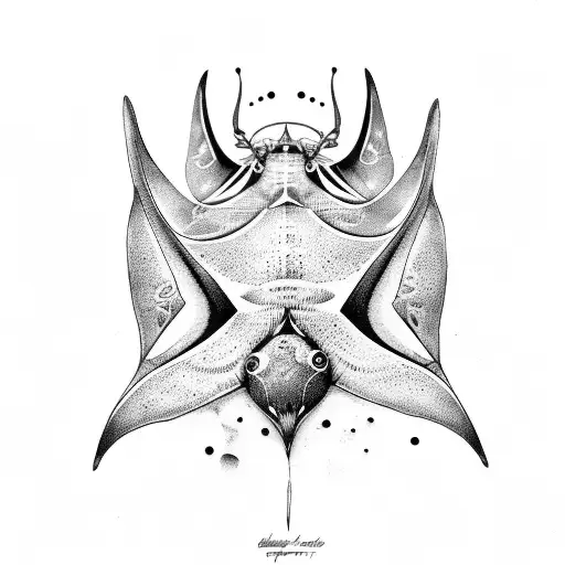 Manta Ray With Pireat Ship In Background