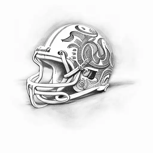 A Football Player With Musical Notes Flowing Out Of Their Helmet