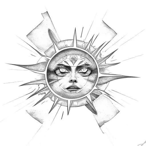 Eclipse With Broken Sun Rays And Chains