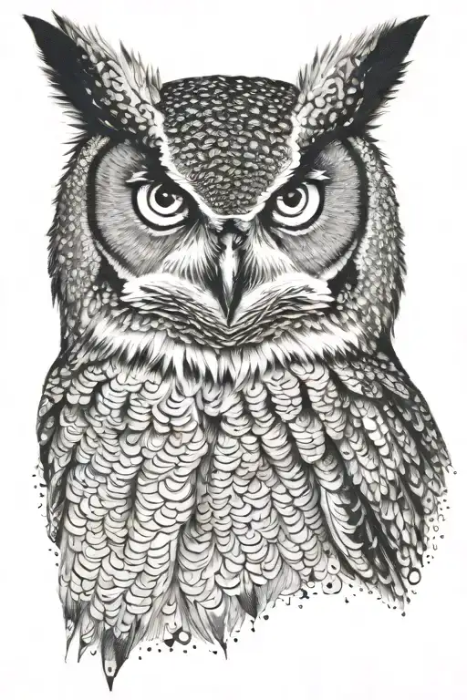 Great Horned Owl Calm Eyes Surrounded