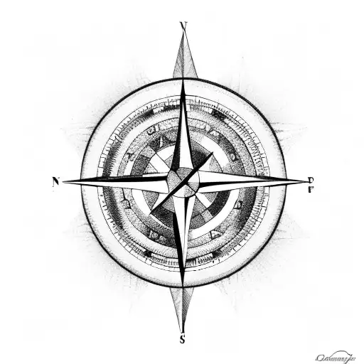 Compass With God And Computer Circuit At Each End