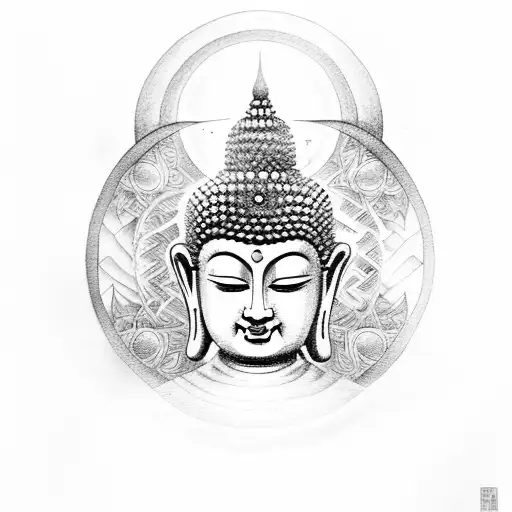 Buddha With Halo And Lotus