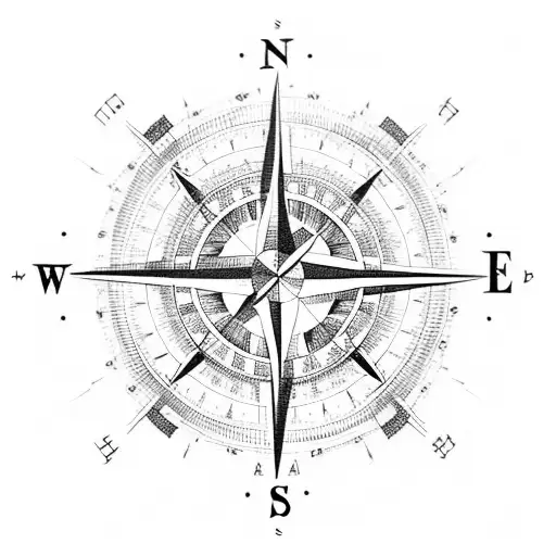 A Compass Surrounded By Film Reels And Airplane Silhouettes