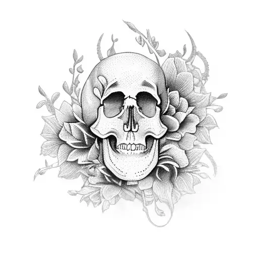 Single Flower Frowing From Skull