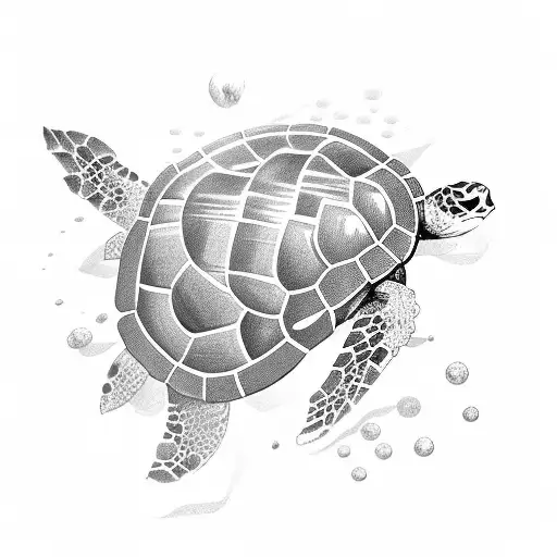 Turtle With A Rose Stem In Its Mouth