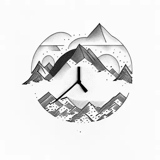 Hour Clock With Mountains