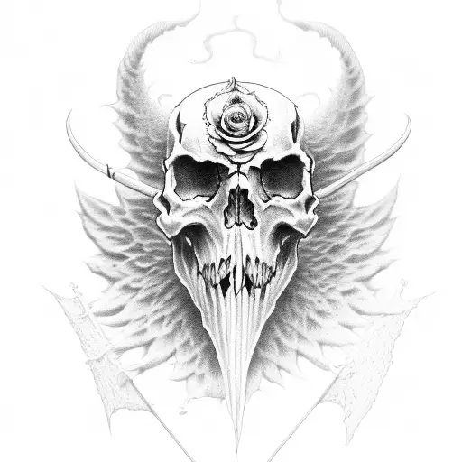 Angel Demon Skull Rose Spade