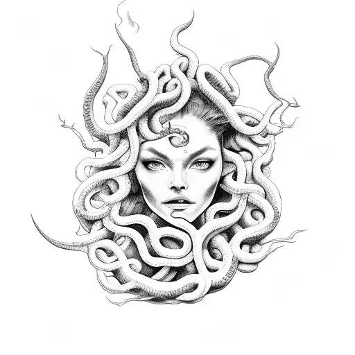 Medusa With Fire And A Sun