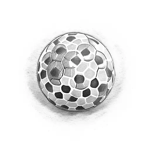 A Dotwork Design Of A Soccer Ball Morphing Into A Barbell