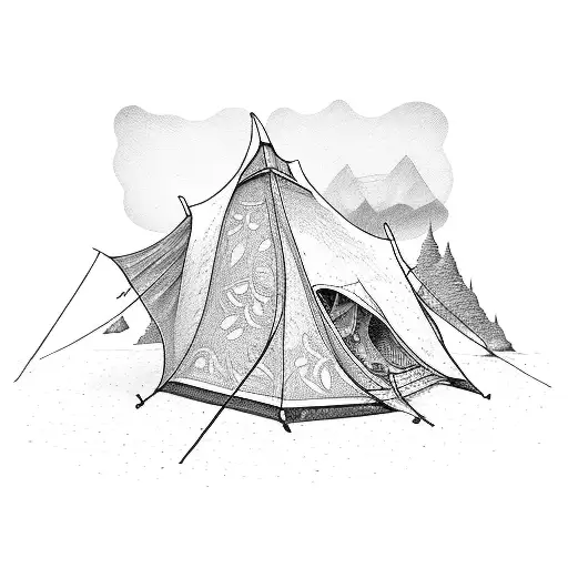 Tent Trailer With Mountain