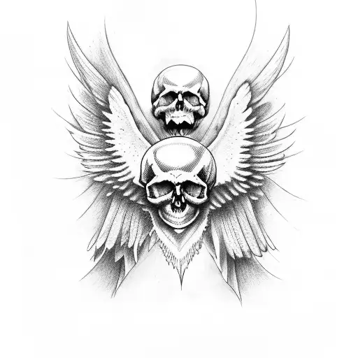 Angel Wing With Skull