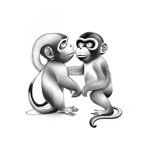 Monkey In Love With A Pinguin