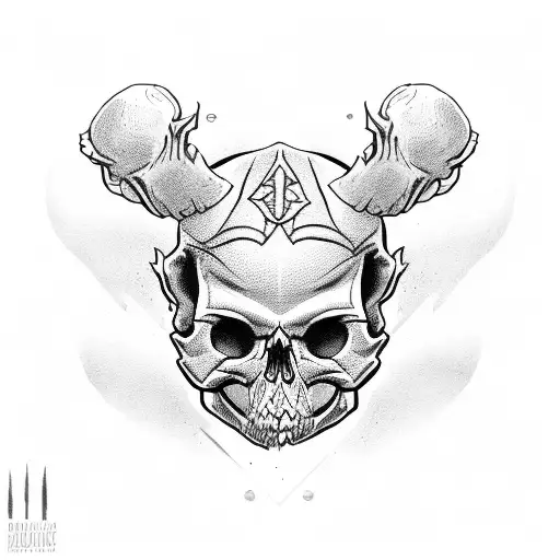 Skull Dark Whit Bones
