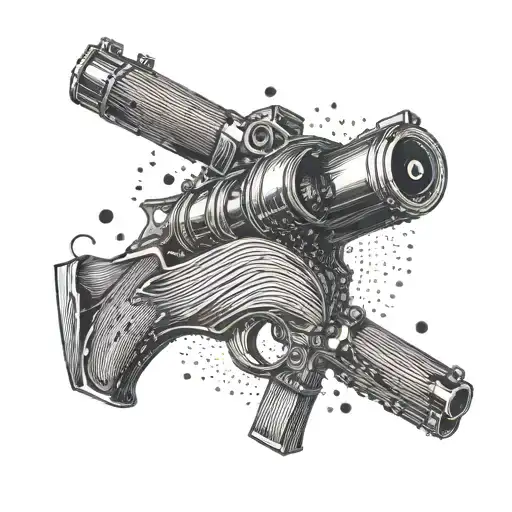 An Abstract Representation Of Sound Waves Morphing Into Gun Barrels