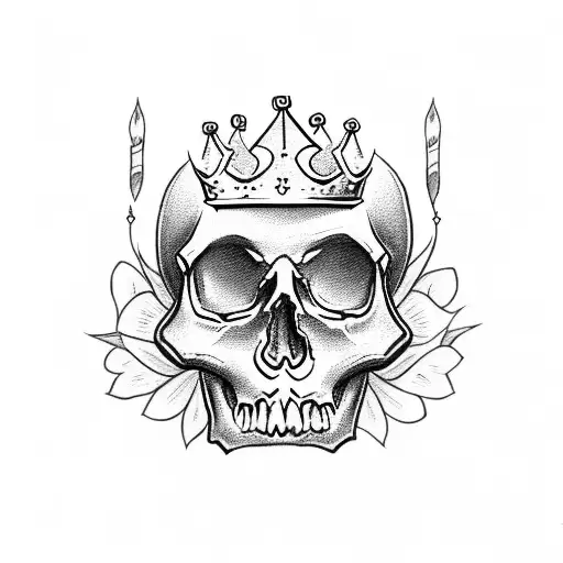Skull Wearing Crown With Flowers