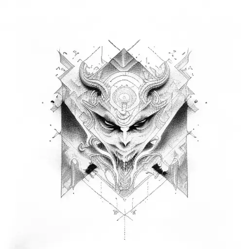 An Abstract Representation Of Evil And Creativity Merging Into One