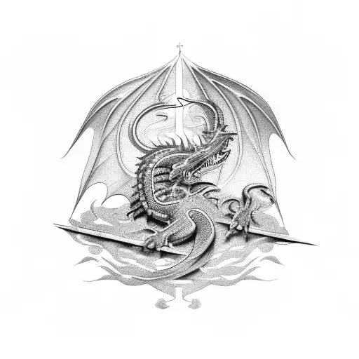 British Flag With A Black Dragon Behind It