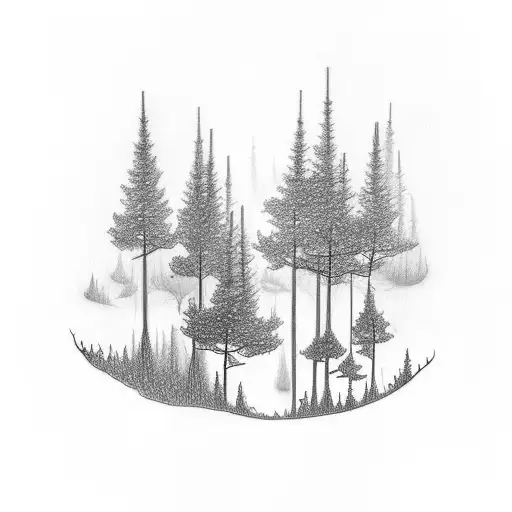 Drawing Tools Forming A Forest Landscape