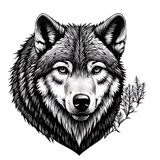 Incorporate Elements Of A Cut Into A Tattoo Design Featuring A Wolf And Bear In A Minimalist Style
